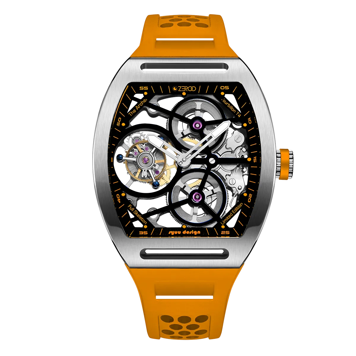 ZEROO T4 THE ARCHER FULL SKELETON TOURBILLONMANUAL TOURBILLON WATCH FOR GENTS - ZT004SOR