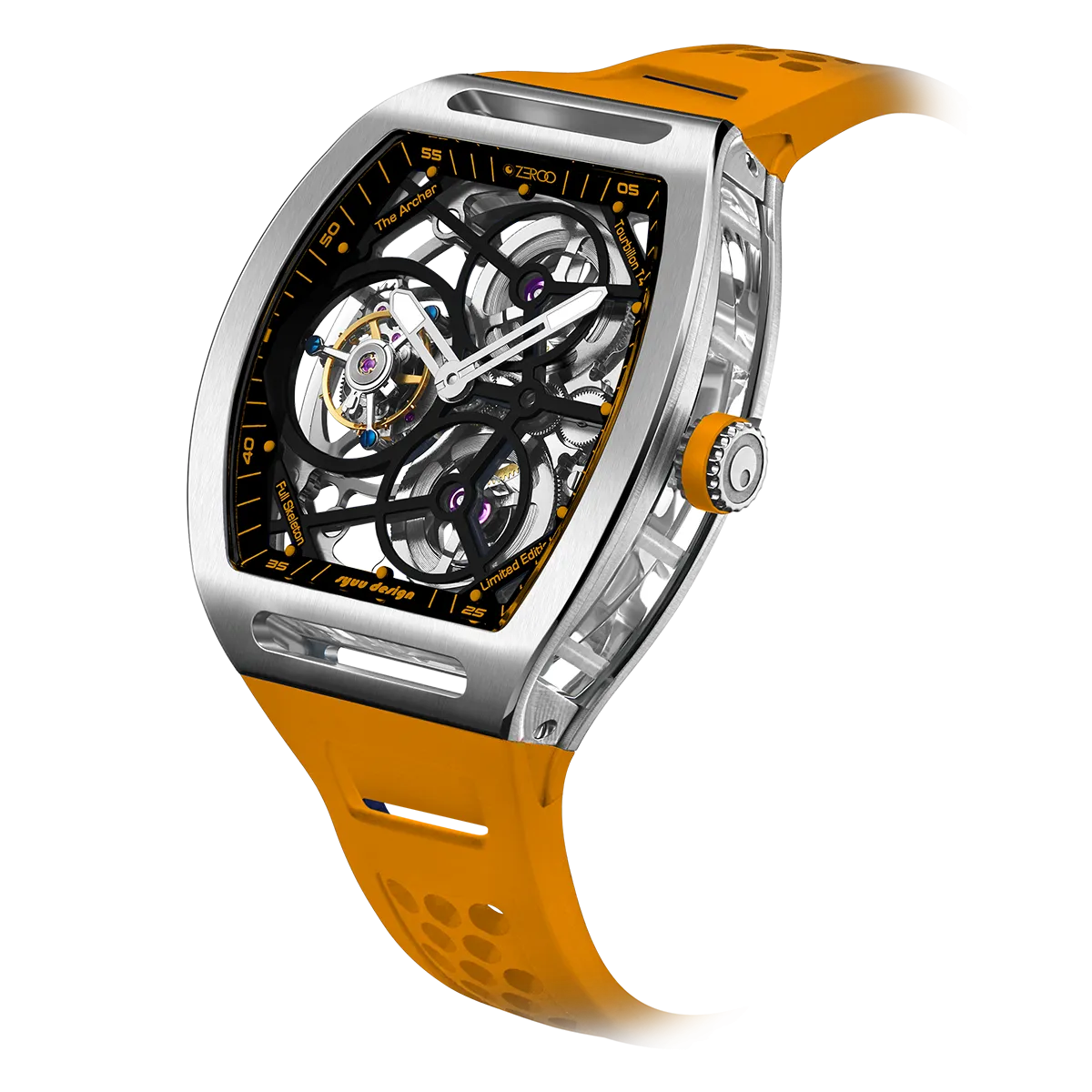 ZEROO T4 THE ARCHER FULL SKELETON TOURBILLONMANUAL TOURBILLON WATCH FOR GENTS - ZT004SOR