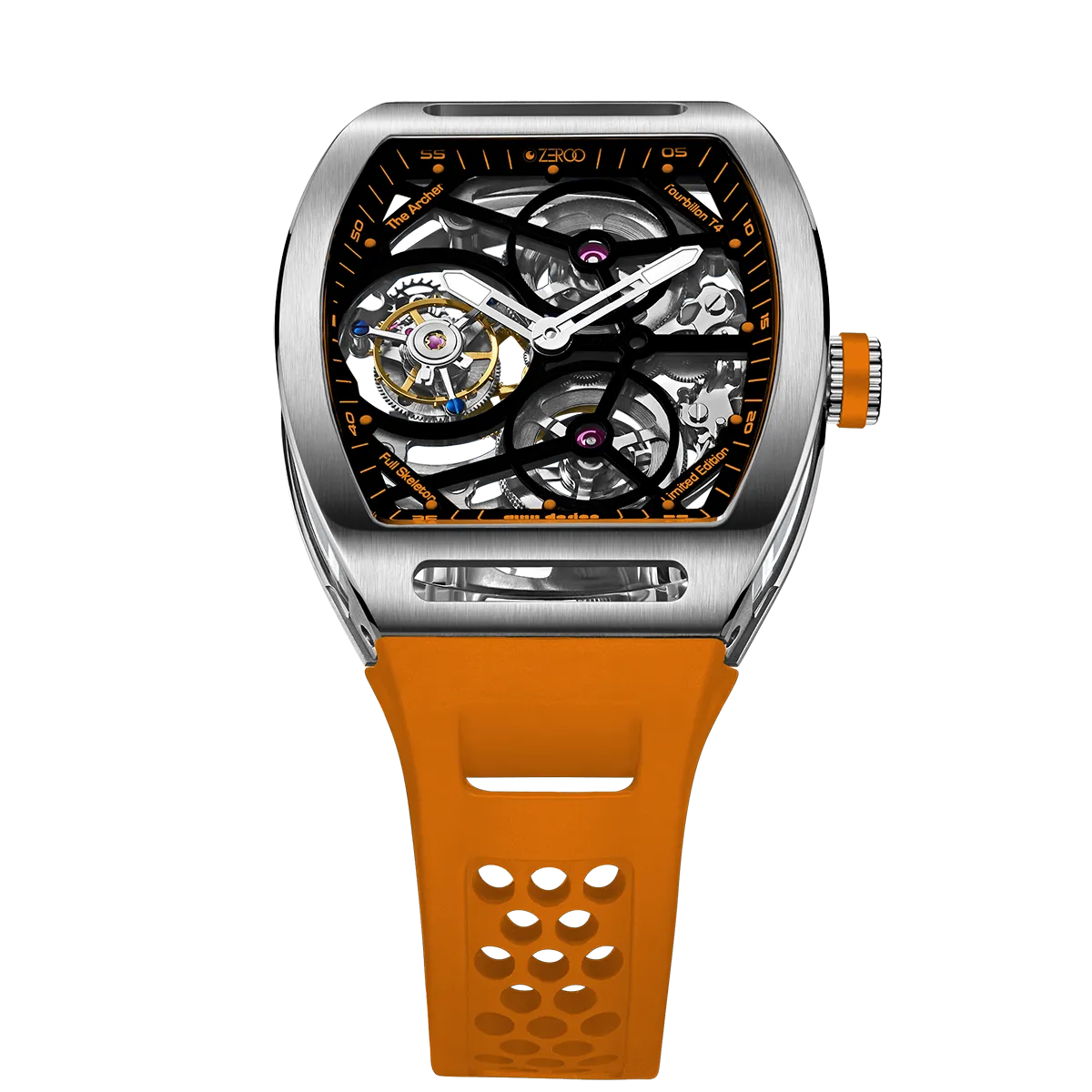 ZEROO T4 THE ARCHER FULL SKELETON TOURBILLONMANUAL TOURBILLON WATCH FOR GENTS - ZT004SOR