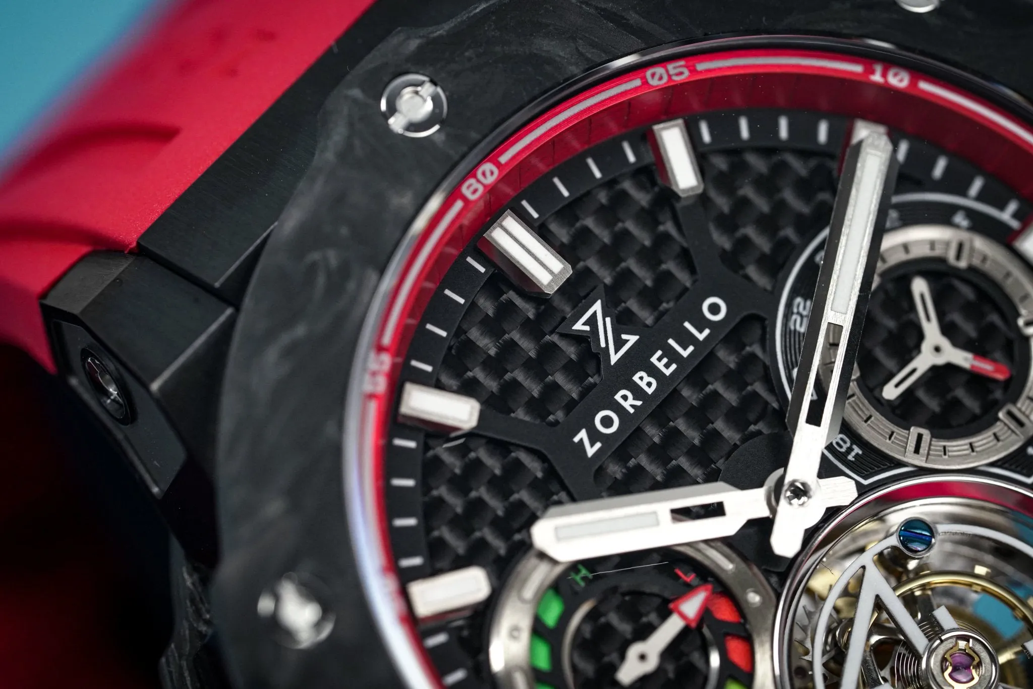 Zorbello Watch T1 Tourbillon Red Super-Luminova® ZBAB004 *Free Watch Winder*