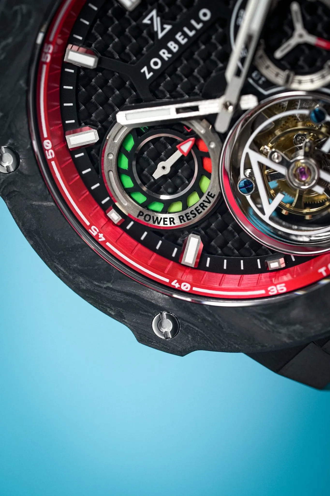 Zorbello Watch T1 Tourbillon Red Super-Luminova® ZBAB004 *Free Watch Winder*