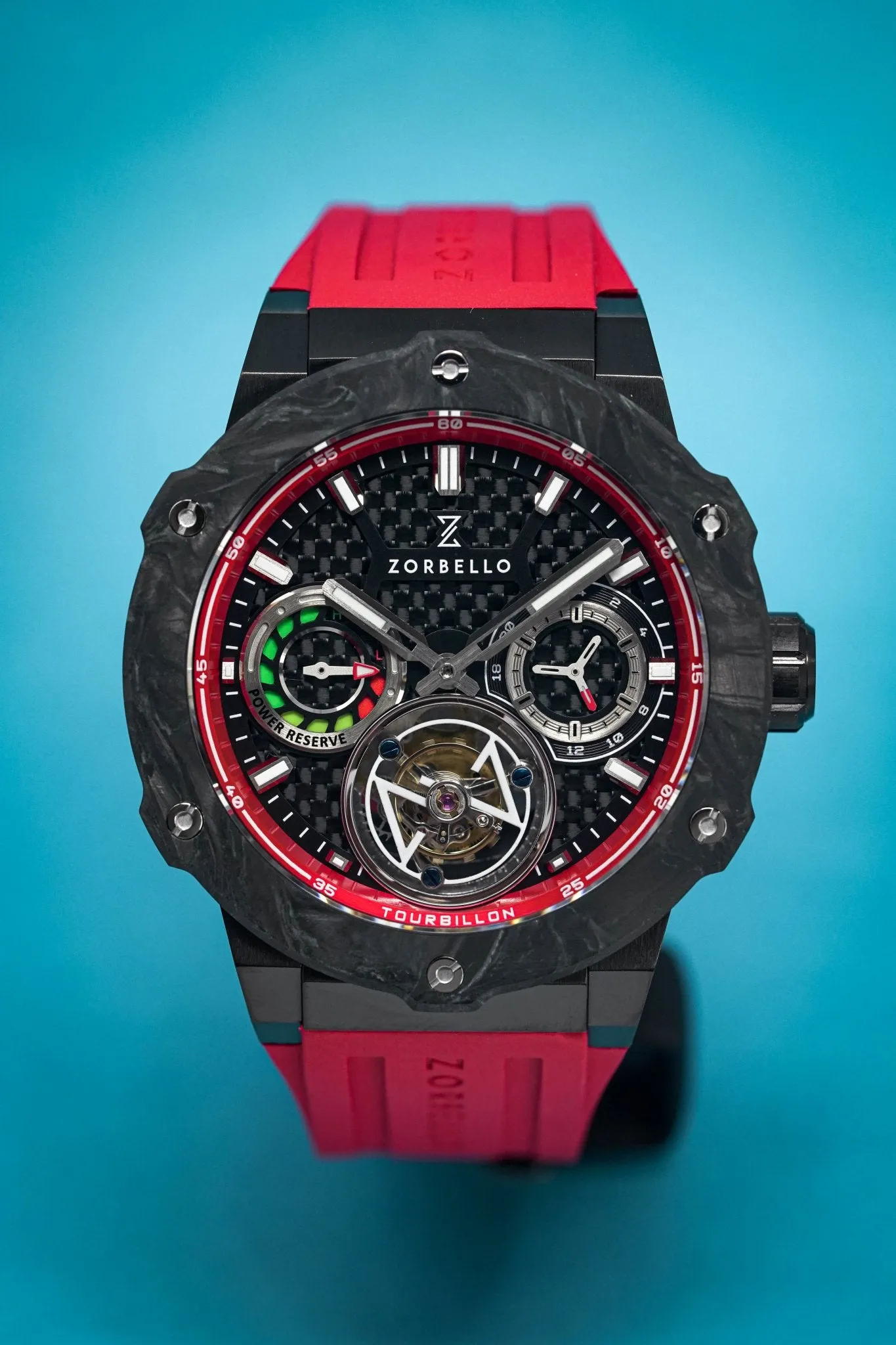 Zorbello Watch T1 Tourbillon Red Super-Luminova® ZBAB004 *Free Watch Winder*
