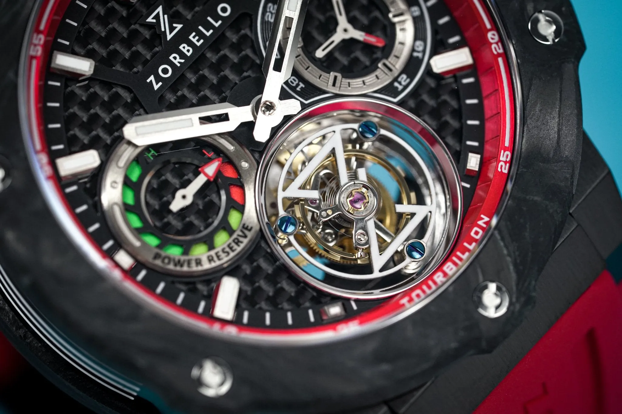 Zorbello Watch T1 Tourbillon Red Super-Luminova® ZBAB004 *Free Watch Winder*