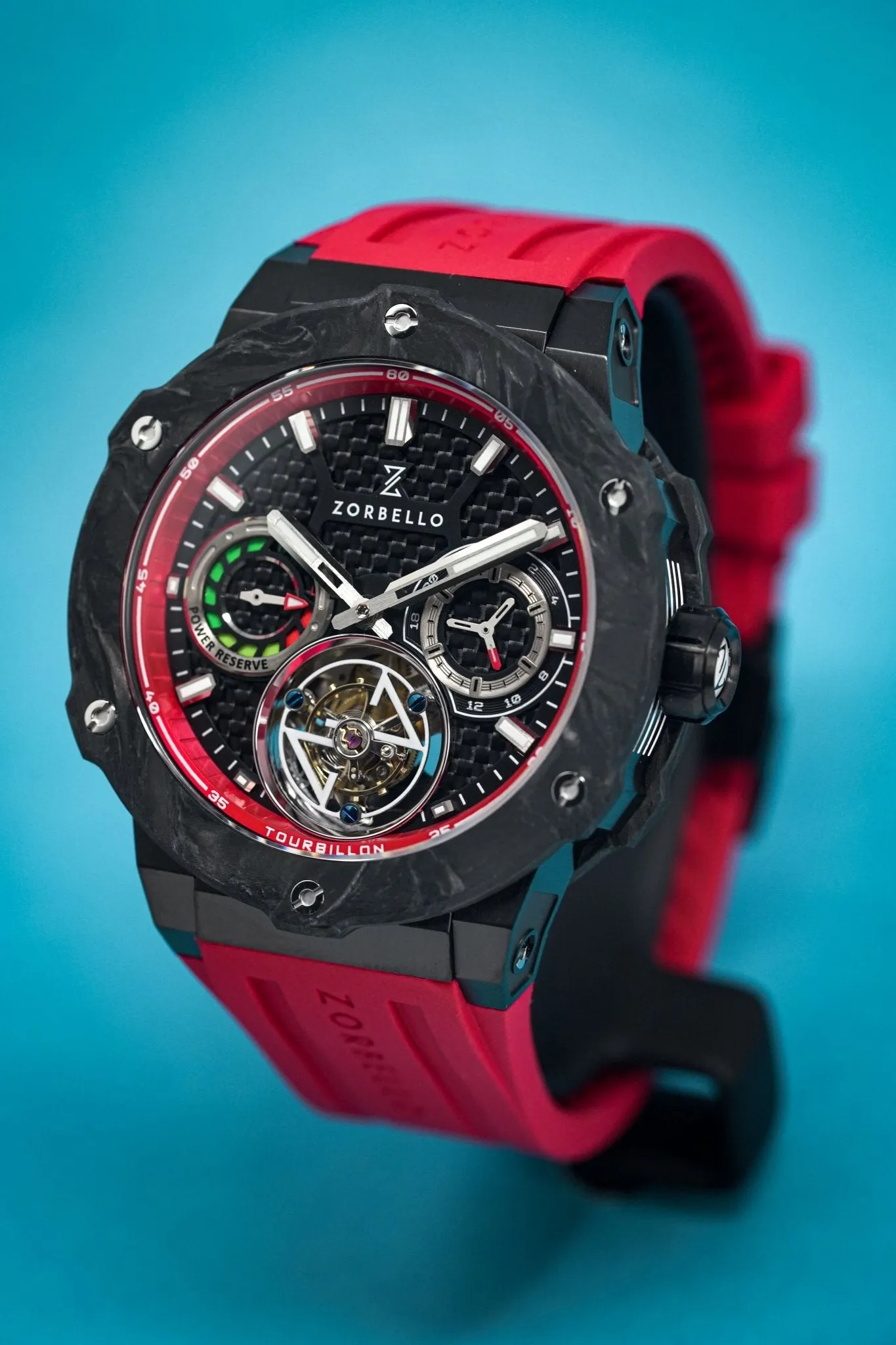 Zorbello Watch T1 Tourbillon Red Super-Luminova® ZBAB004 *Free Watch Winder*