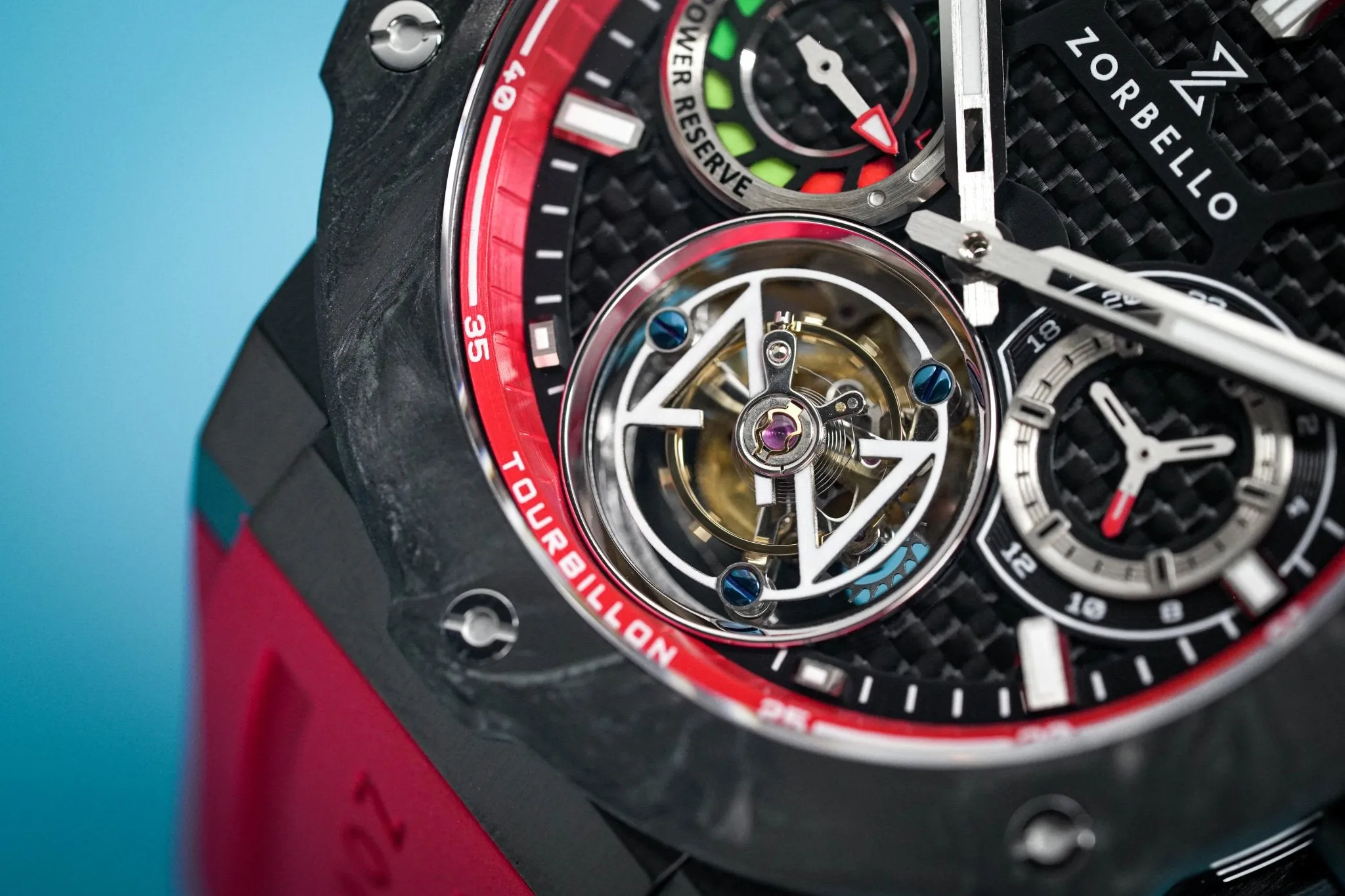 Zorbello Watch T1 Tourbillon Red Super-Luminova® ZBAB004 *Free Watch Winder*