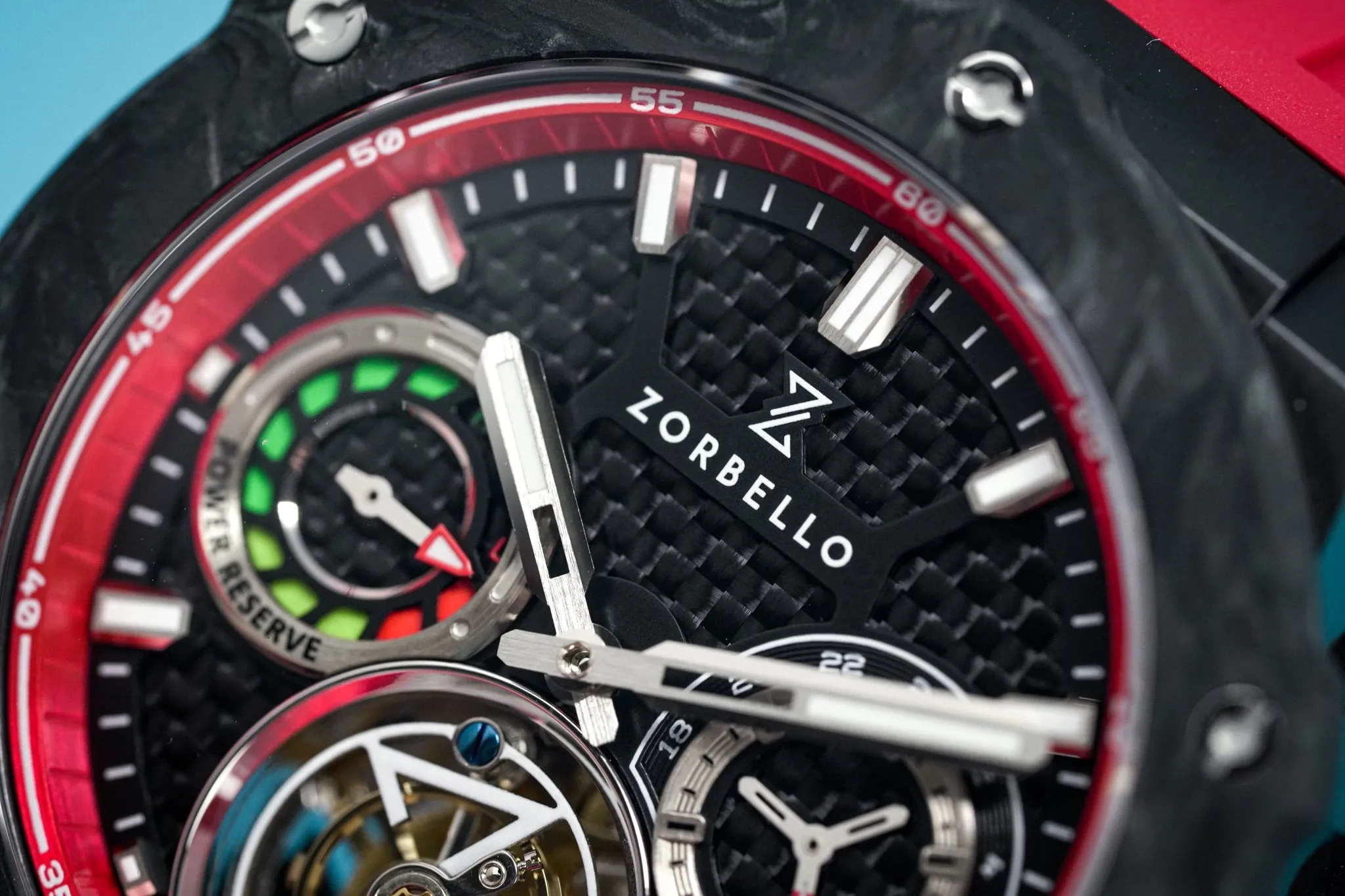 Zorbello Watch T1 Tourbillon Red Super-Luminova® ZBAB004 *Free Watch Winder*